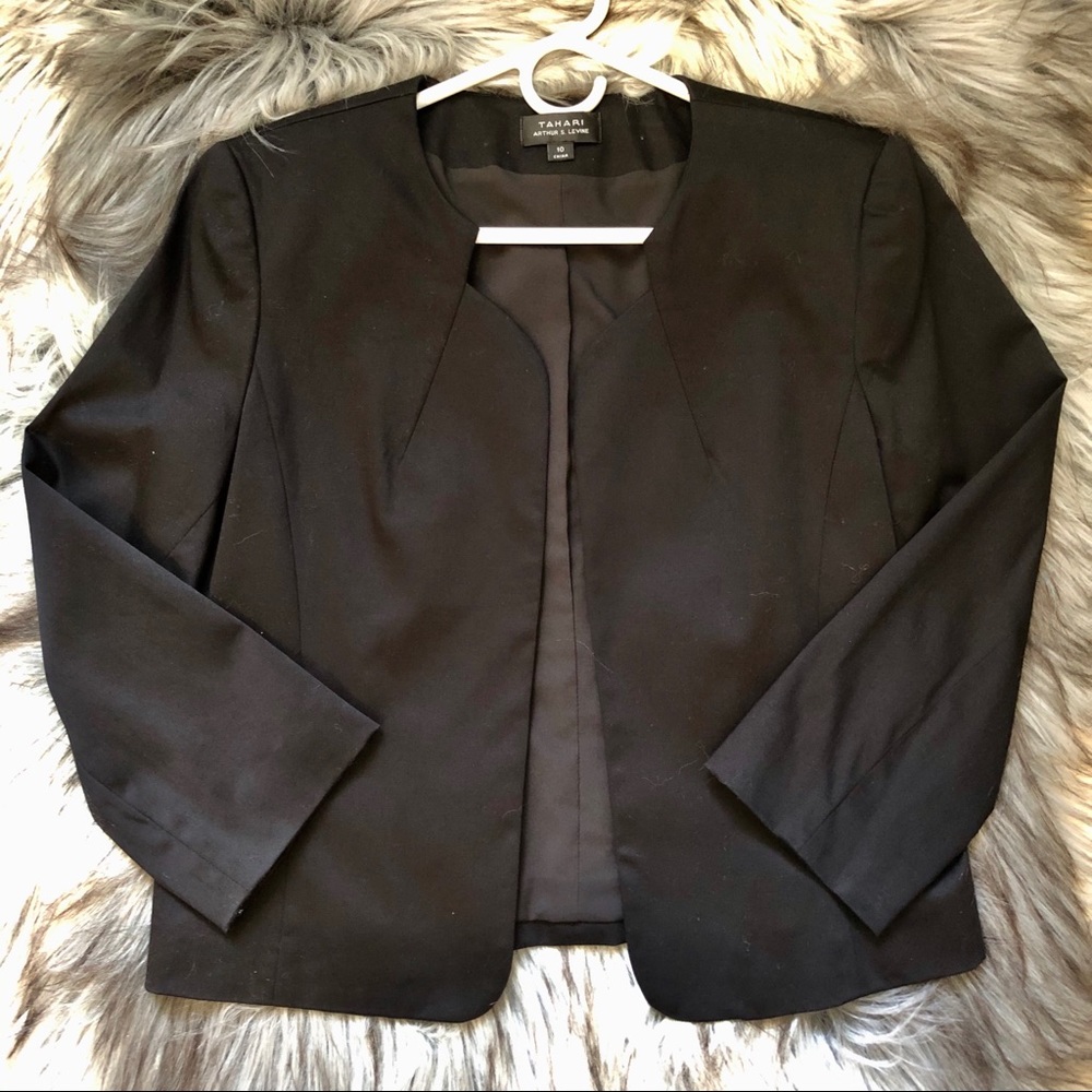 Tahari Black Stand Collar Blazer